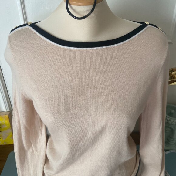 Jones New York Boat neck stripe hem and button details - size small to med - Picture 2 of 10